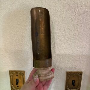 Vintage Brass and Wood Candle Holder